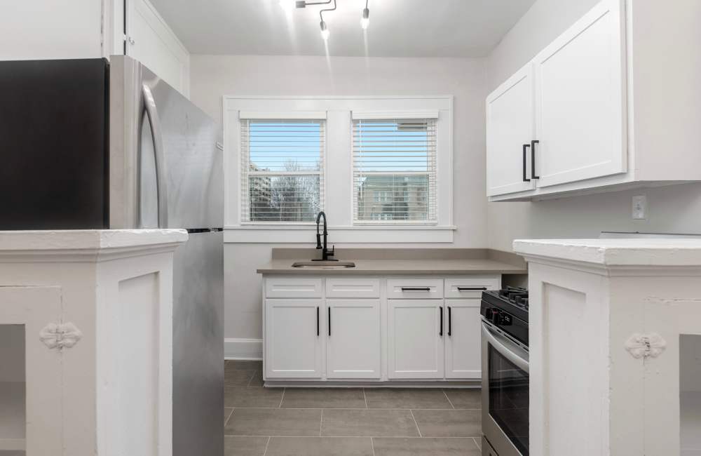 Spacious kitchen with steel appliances at The Alma in Memphis, Tennessee