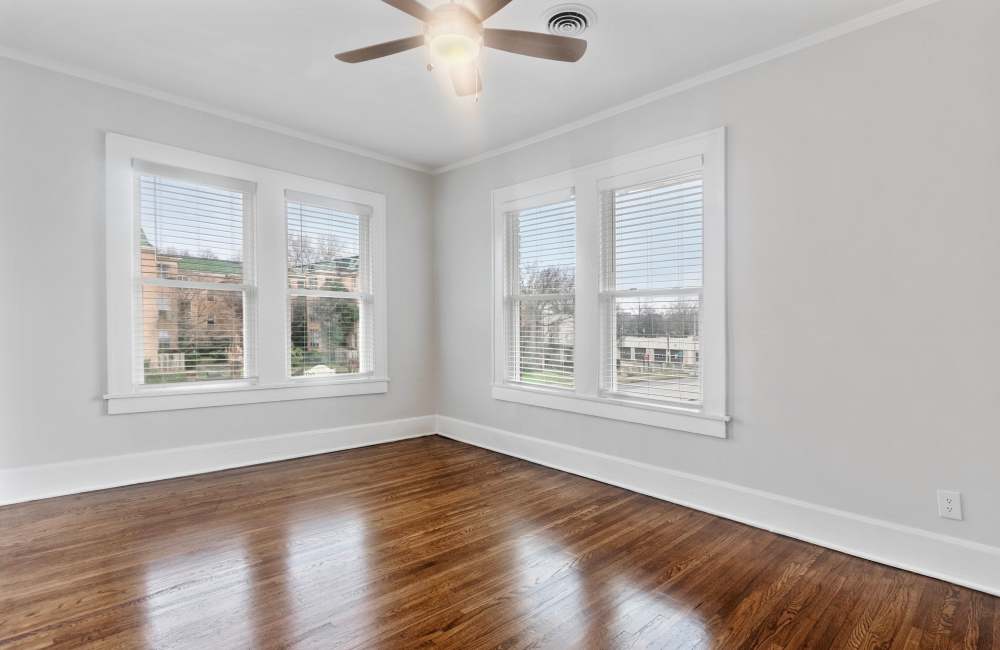 Unfurnished bedroom with windows at The Alma in Memphis, Tennessee