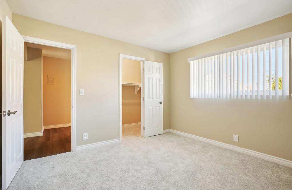Spacious open bedroom layout at North Pointe Villas in La Habra, California