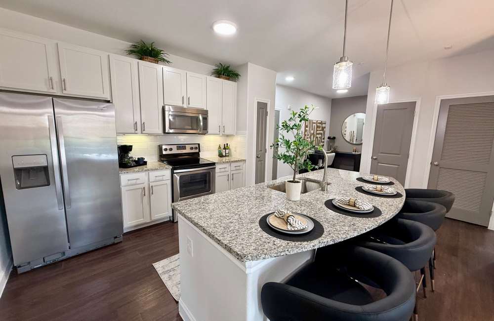 Updated, Modern kitchen at The Abbey at Preserve Way in Tomball, Texas 