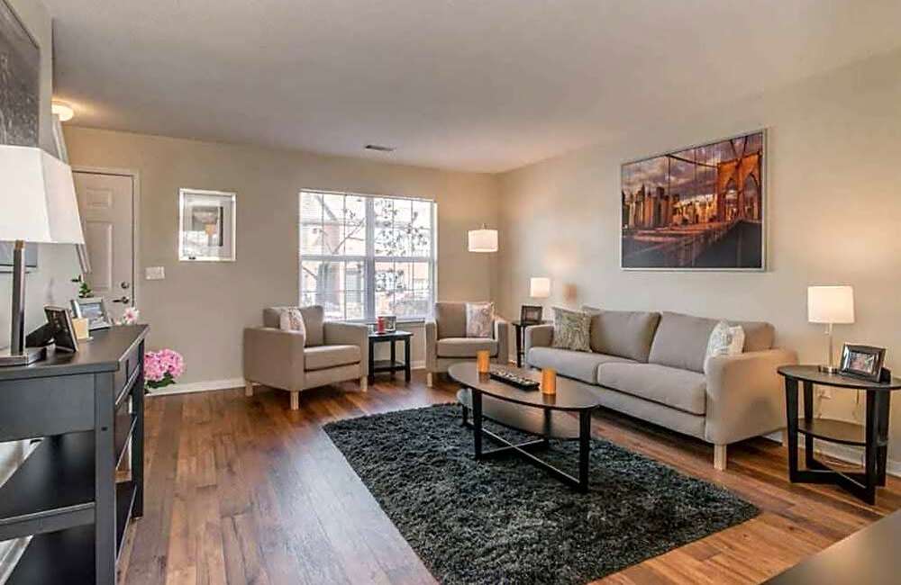 Open-concept living room at Mountain Brook Townhomes in Nashville, Tennessee