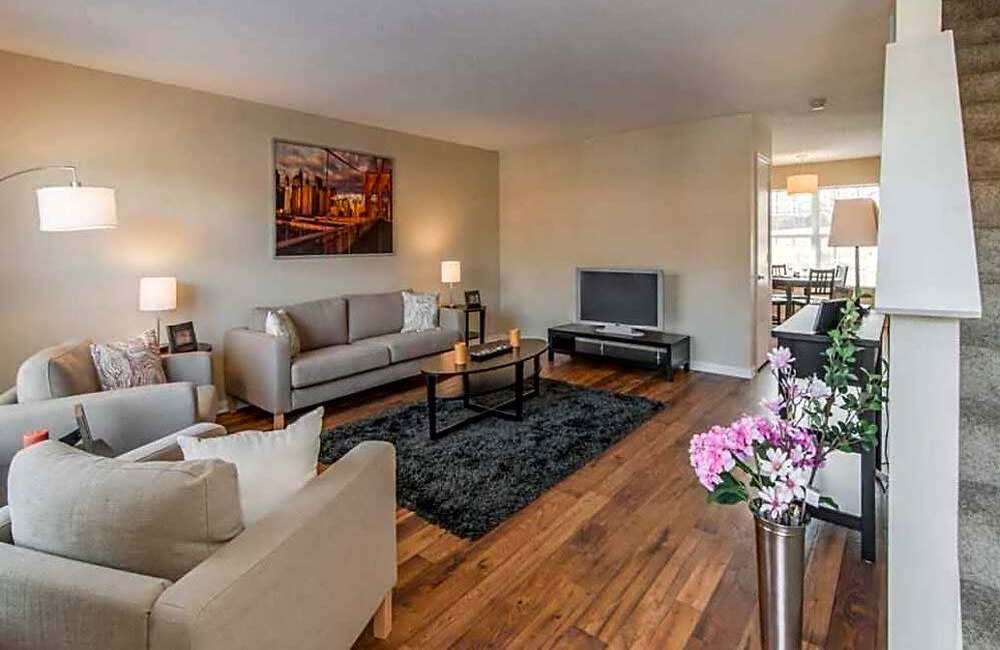 Furnished living room at Mountain Brook Townhomes in Nashville, Tennessee