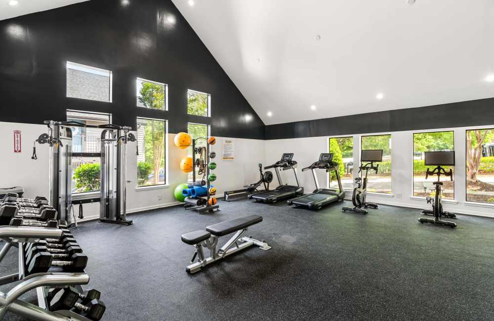 Fitness center at The District North Hills in Raleigh, North Carolina