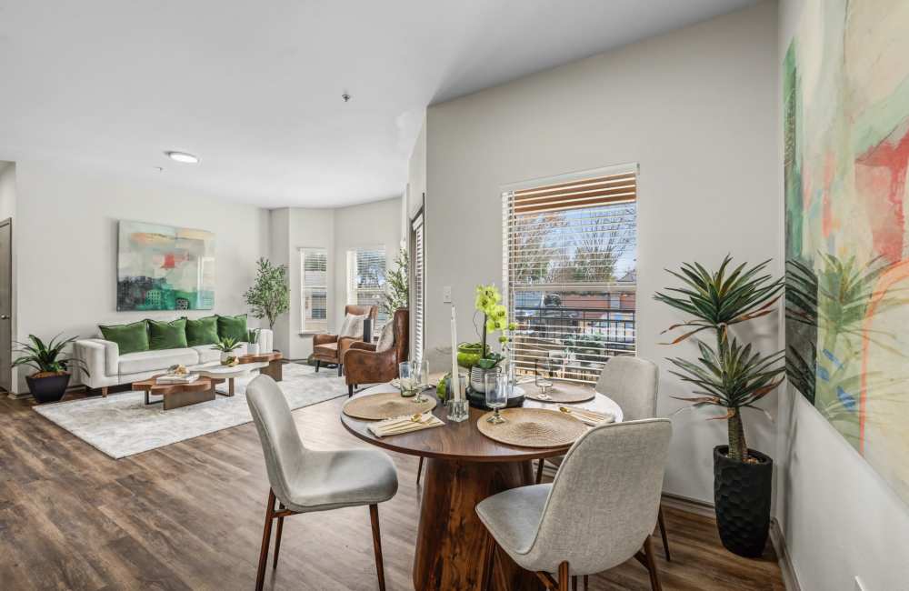 Spacious dining room with kitchen  
table The Park on Forum in Grand Prairie, Texas, 