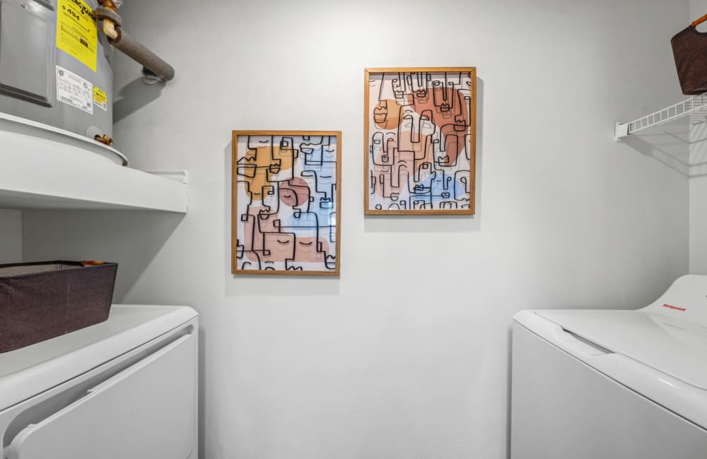 The Park on Forum in Grand Prairie, Texas, in unit laundry room with full size washer and dryer