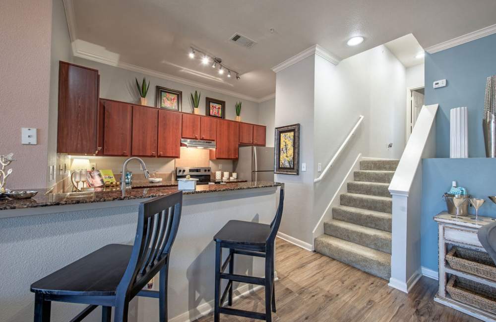 Modern kitchens and appliances at The Abbey at Stone Oak in San Antonio, Texas 