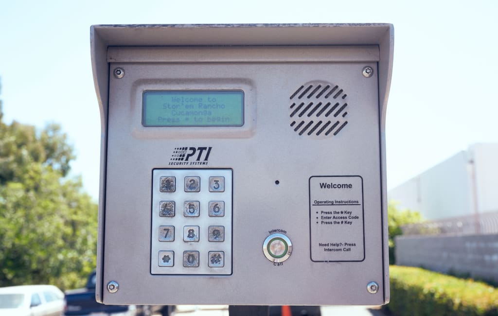 Keypad entry system at Stor'em Self Storage in Rancho Cucamonga, California