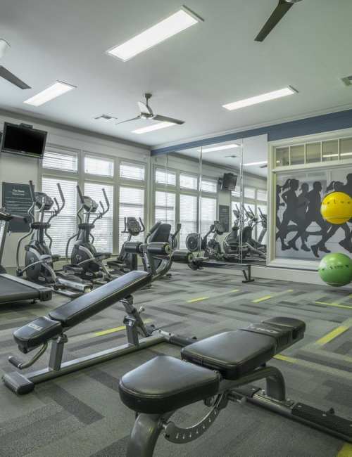 Well-equipped fitness center at The Haven At West Melbourne in West Melbourne, Florida