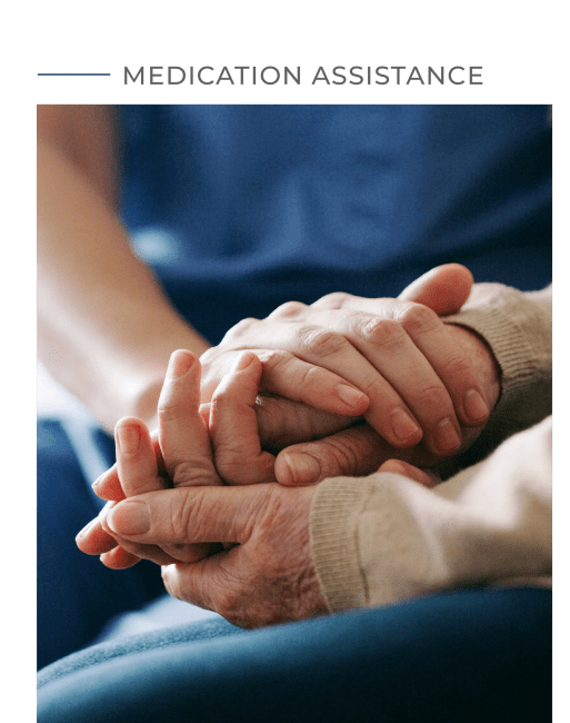 Caregiver and resident holding hands at Preston Place in Sherman, Texas
