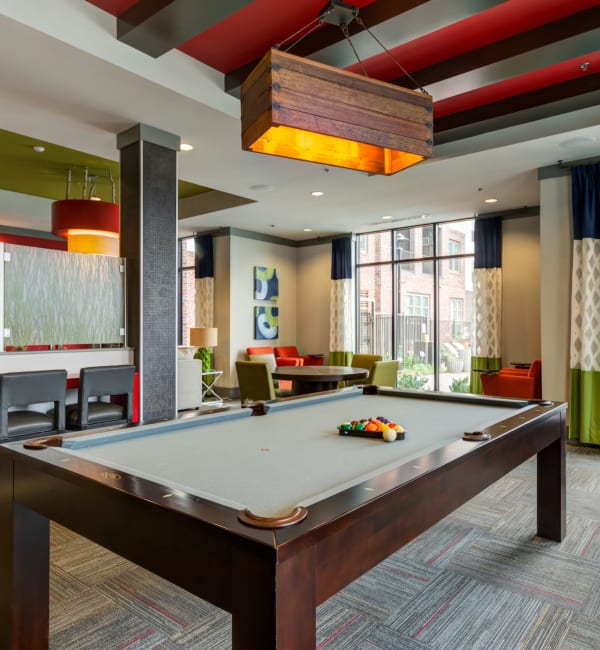 Billiards table in the clubhouse at Liberty Mill in Germantown, Maryland