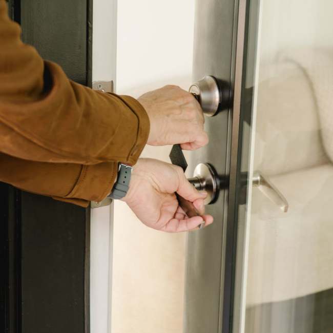 Opening the door at apartment Acapella in Las Vegas, Nevada