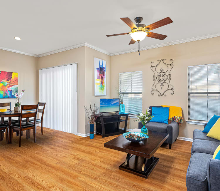 Model bedroom at Villas at Medical Center in San Antonio, Texas