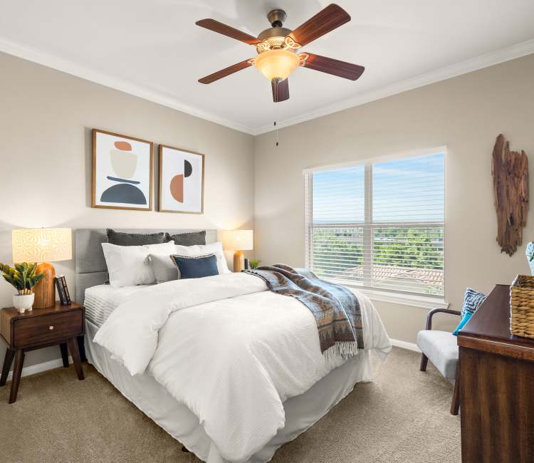 Bedroom with a ceiling fan at Estancia at Ridgeview Ranch