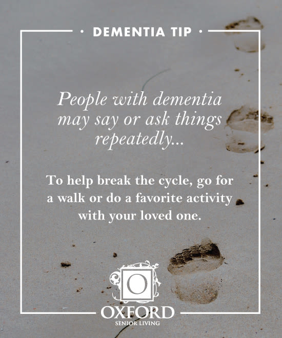 Dementia tip #2 for Riverside Oxford Memory Care in Ft. Worth, Texas