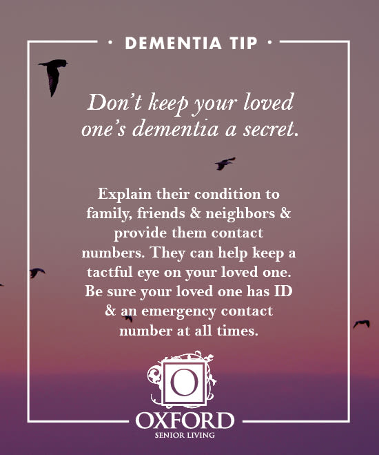 Dementia tip #4 for Riverside Oxford Memory Care in Ft. Worth, Texas
