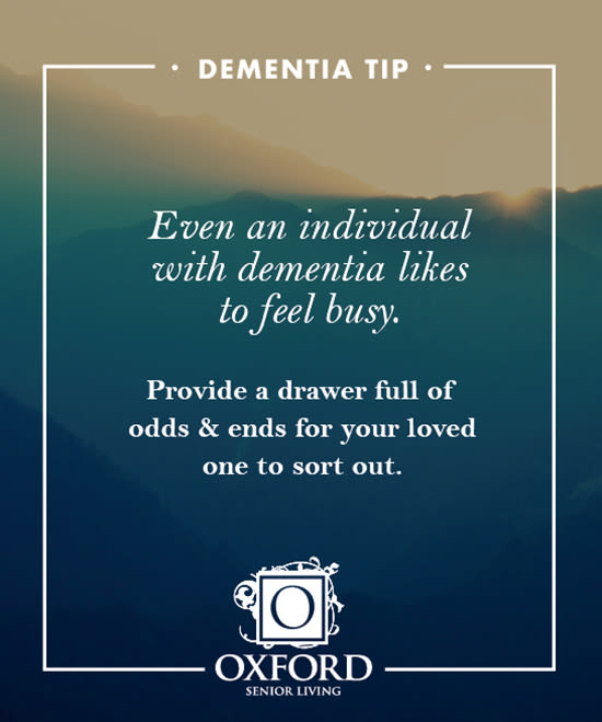 Dementia tip #5 for Riverside Oxford Memory Care in Ft. Worth, Texas