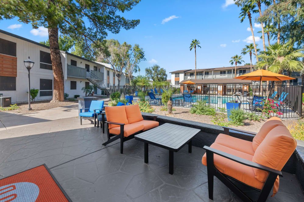 Pool and poolside area at The Mod Apartments.
