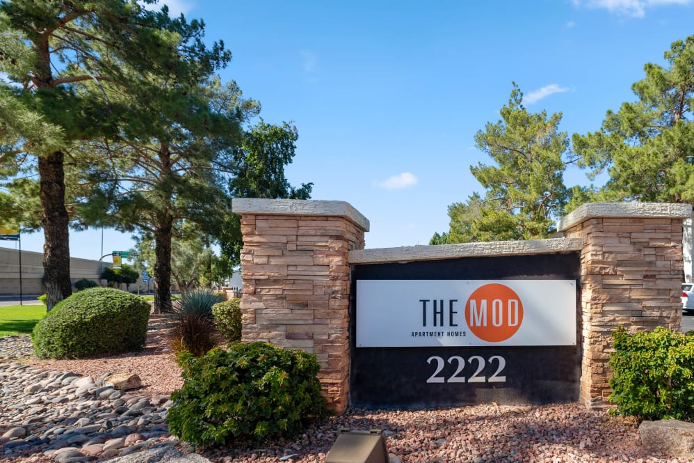 Building exterior at The Mod Apartments.