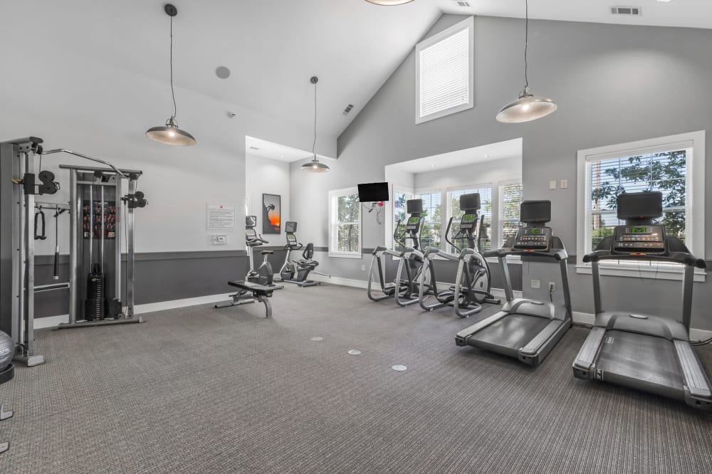 Gym with modern equipments at Traditions at Mid Rivers in Cottleville, Missouri