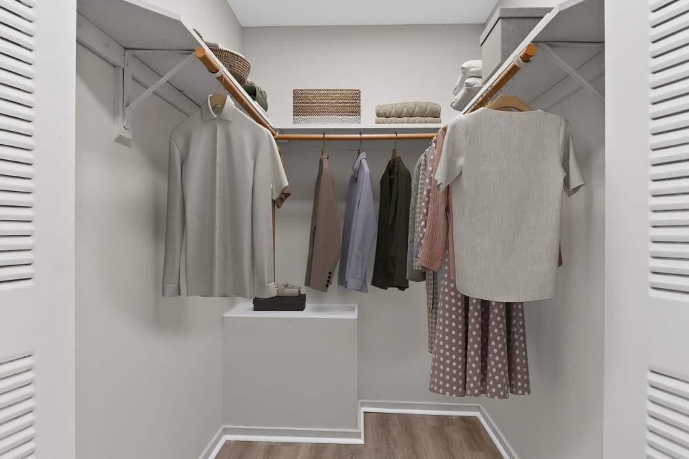 Spacious walk-in closet at The Residences at Talcott, an Eagle Rock Community in Weatogue, Connecticut