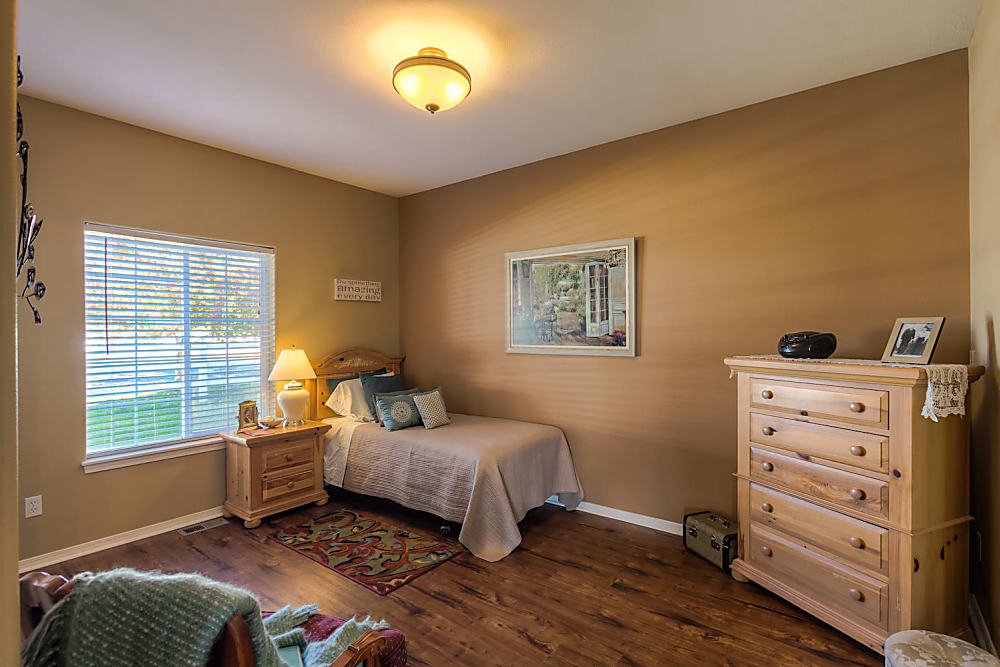 Bedroom at Pacifica Senior Living Coeur d'Alene in Coeur d'Alene, Idaho