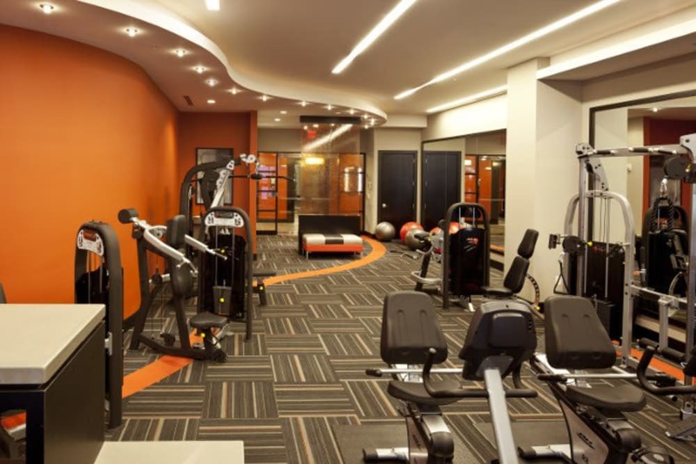 Full sized fitness area at The Galaxy in Silver Spring, Maryland