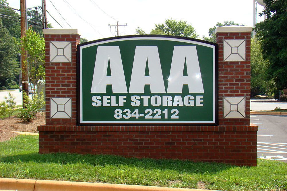 signage out front at AAA Self Storage at W Friendly Ave in Greensboro, North Carolina
