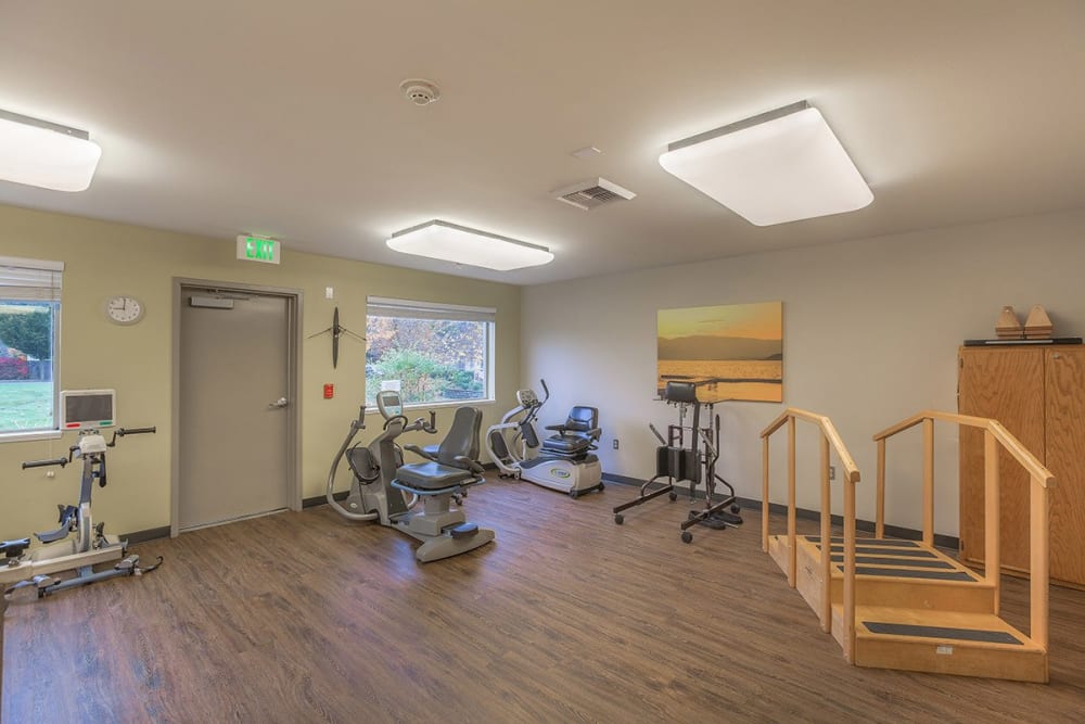 Therapy gym angle 1 at Regency Care Center at Monroe in Monroe, Washington