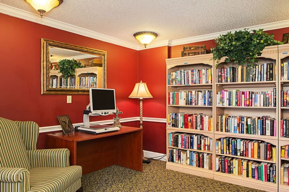 Common library at Grand Villa of Ormond Beach in Florida