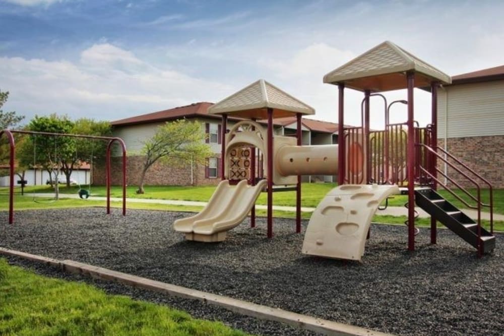 A children's playground at Bristol Gardens in Decatur, Illinois