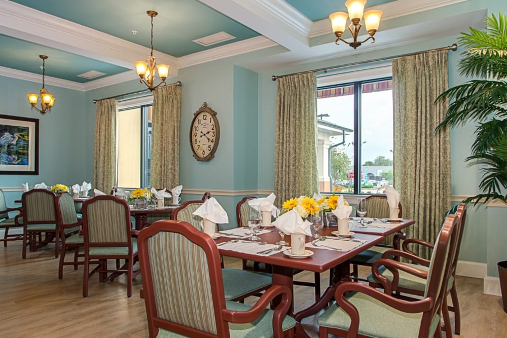 Large dining hall at Grand Villa of Melbourne in Florida