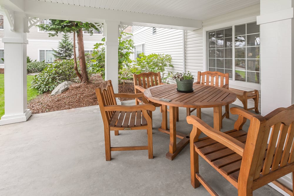 Outdoor seating at Regency on Whidbey in Oak Harbor, Washington