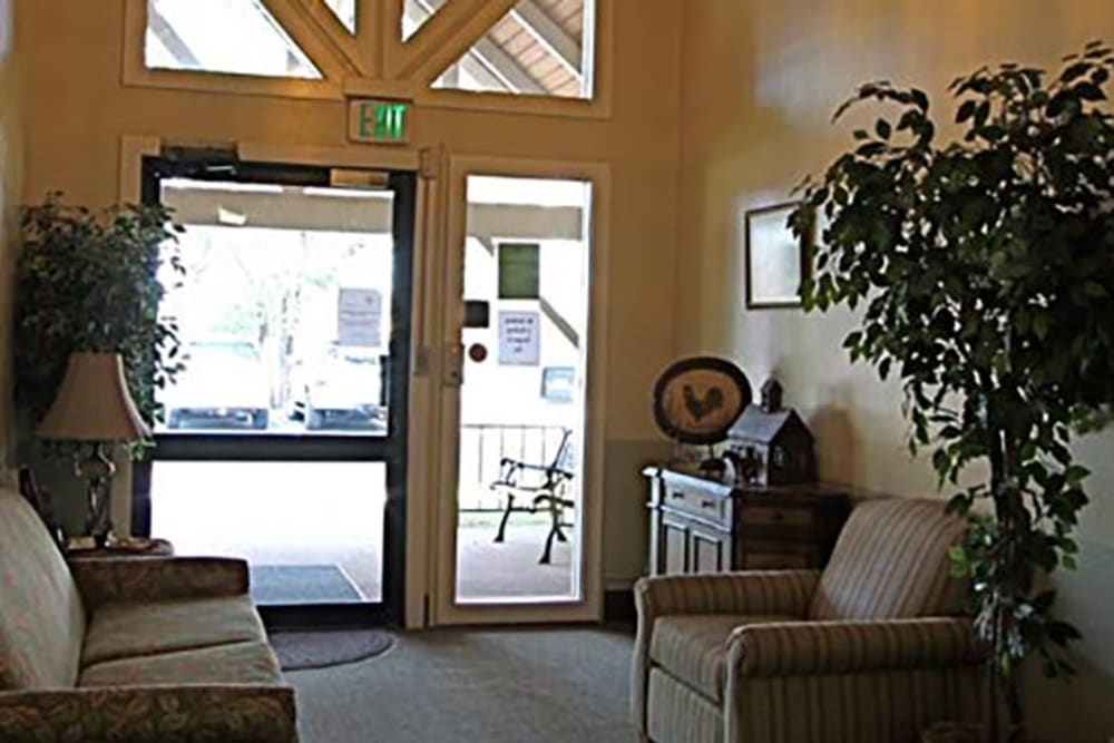 Hallway seating at Regency Care of Central Oregon in Bend, Oregon