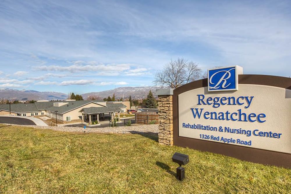 Signage outside at Regency Wenatchee Rehabilitation and Nursing Center in Wenatchee, Washington