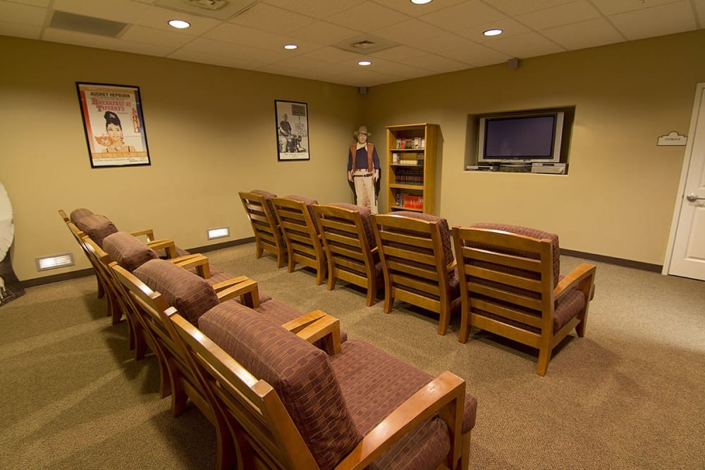 Theatre room at Fox Hollow Independent and Assisted Living in Bend, Oregon