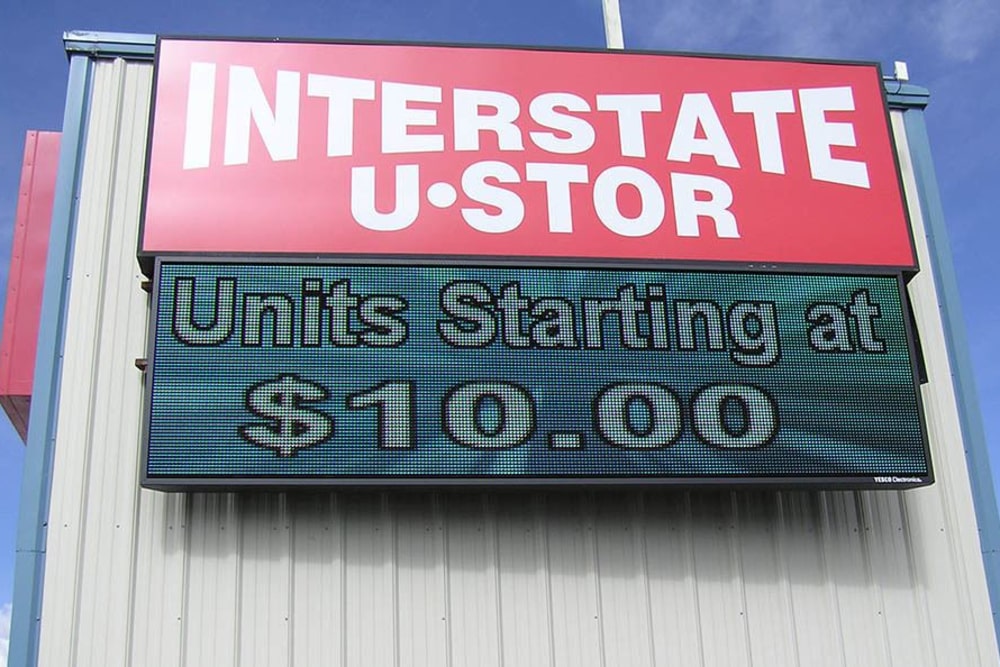 Storage front sign at Interstate U-Stor in Reno, Nevada