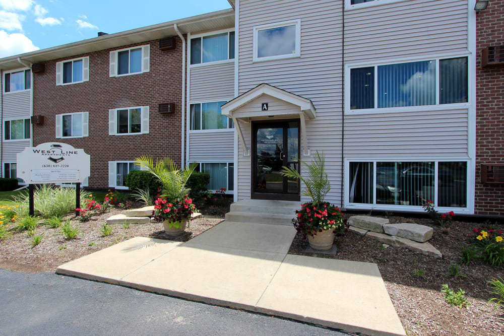 Exterior photo view of property at West Line Apartments in Hanover Park, Illinois