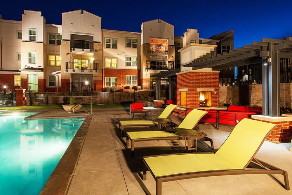 Poolside Lounge Chairs by the Swimming Pool at Harvest Station Apartments in Broomfield, Colorado