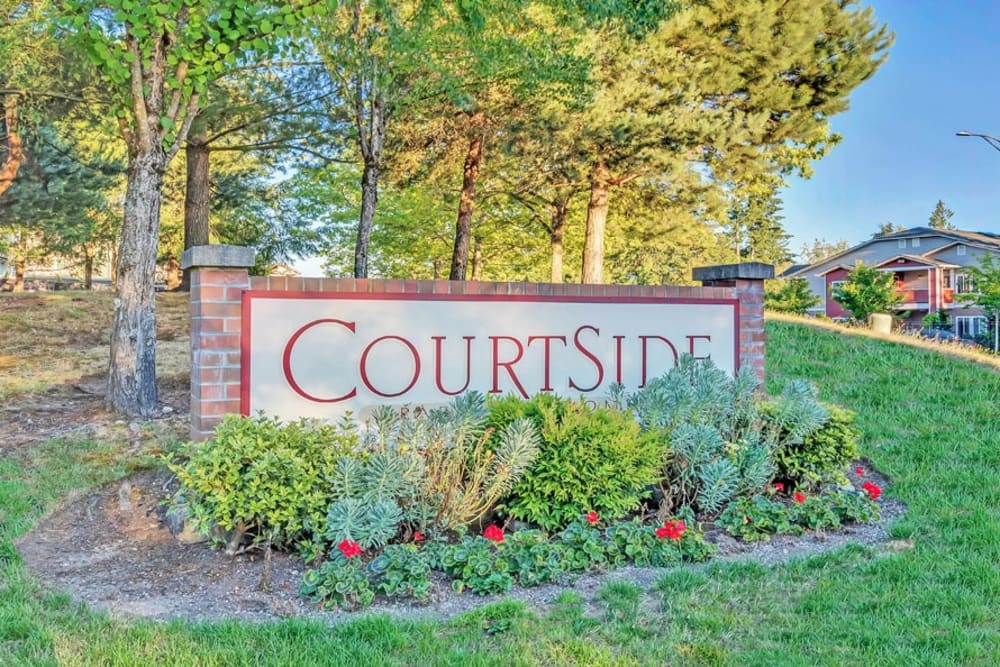 Entry Sign at Courtside Apartments in Olympia, Washington
