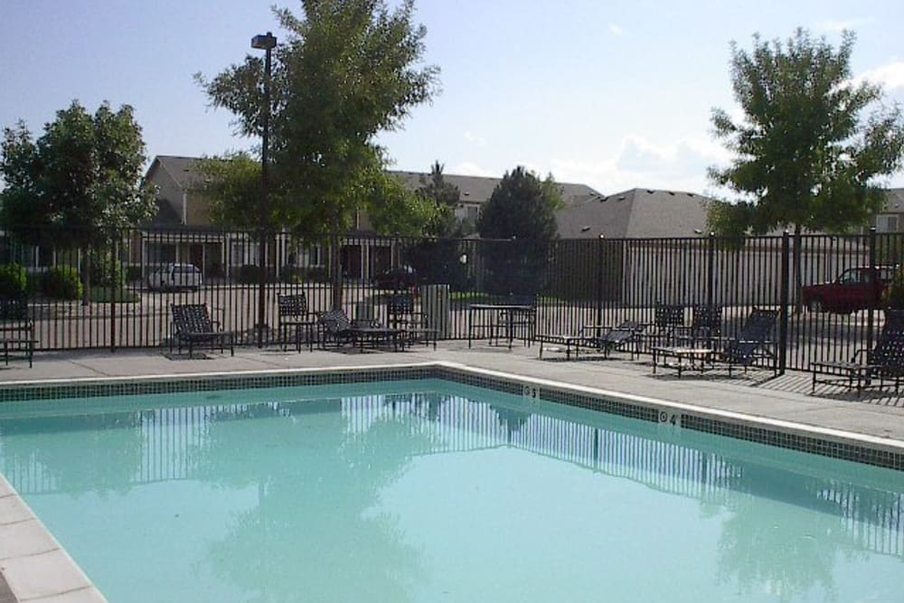 the community pool at Reserve at Centerra Apartment Townhomes in Loveland, Colorado