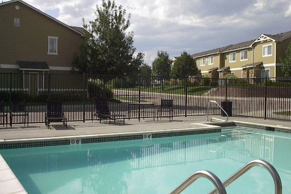 the entryway to the community pool at Reserve at Centerra Apartment Townhomes in Loveland, Colorado