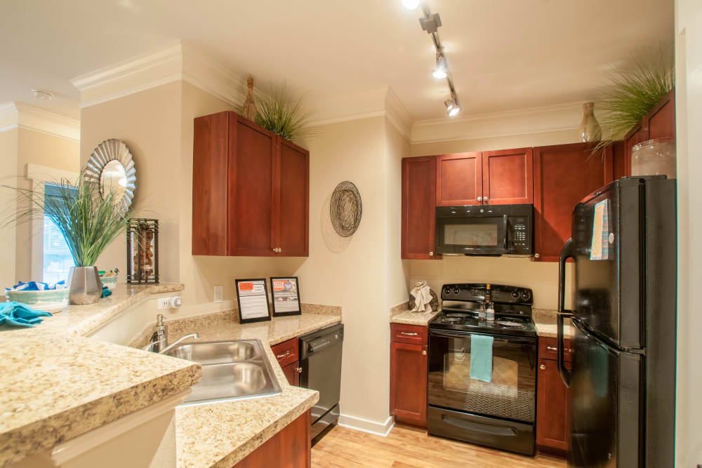 Upgraded kitchen at Riverside Parc Apartments in Atlanta, GA