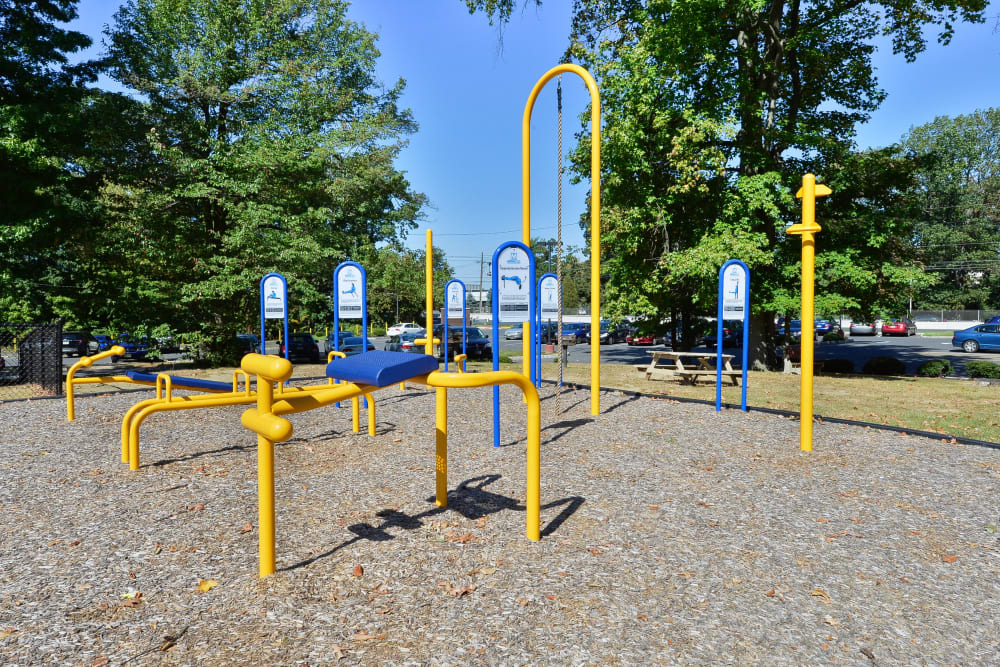 Outdoor fitness equipment at Lexington House Apartment Homes in Cherry Hill, New Jersey