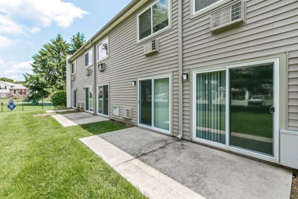 Private patios at Lincoln Park Apartments & Townhomes in West Lawn, PA