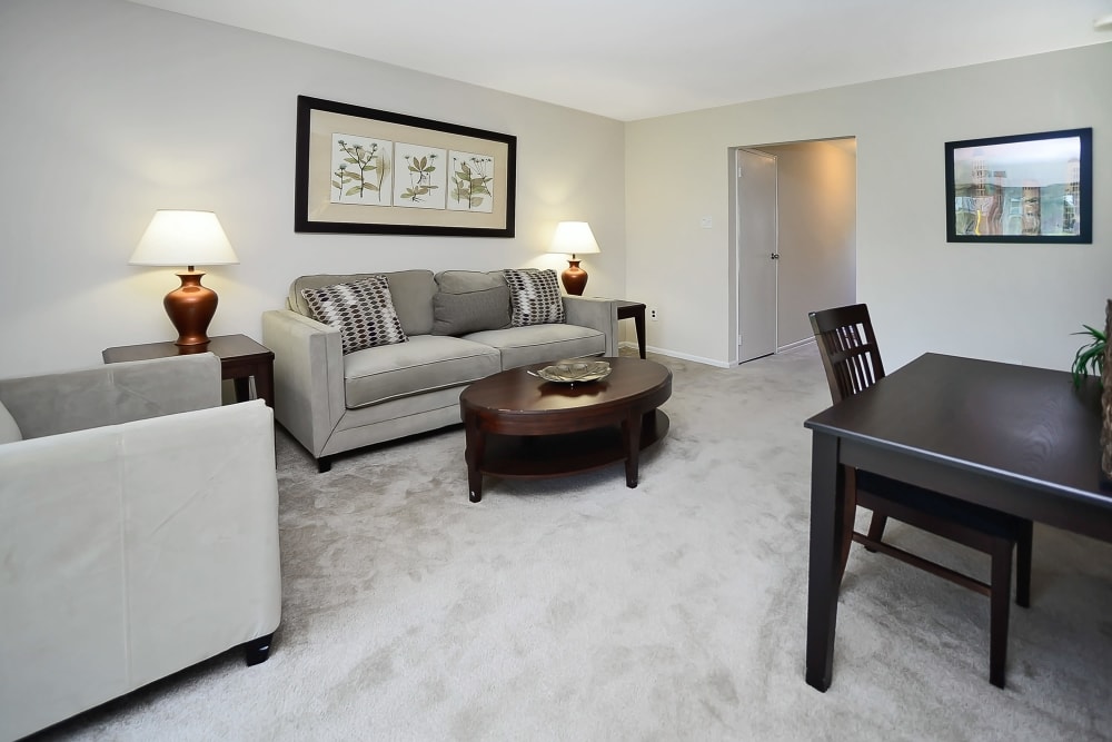 Beautiful living room at Eastampton Gardens Apartment Homes in Eastampton, NJ