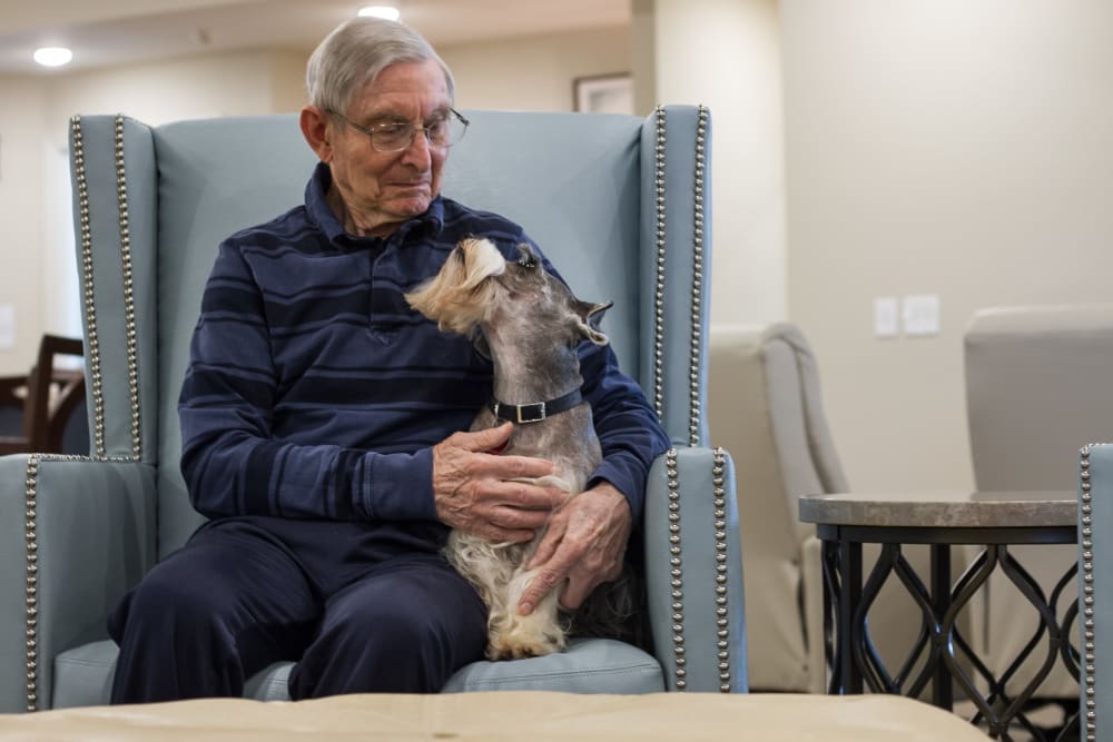 senior resident with dog