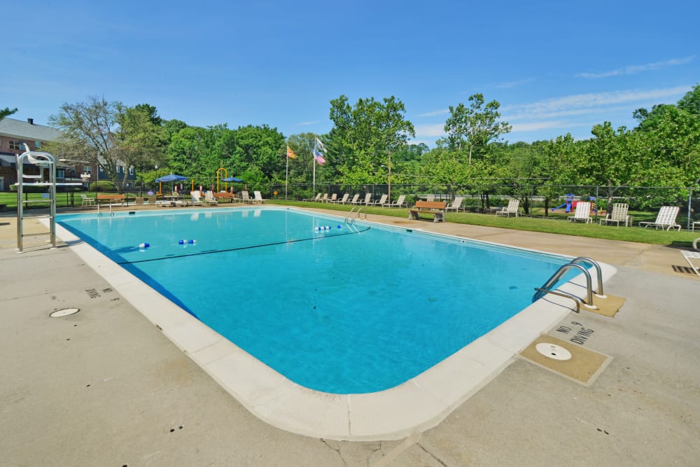 Sparkling swimming pool awaits you at Arbors at Edenbridge Apartments & Townhomes in Parkville, MD