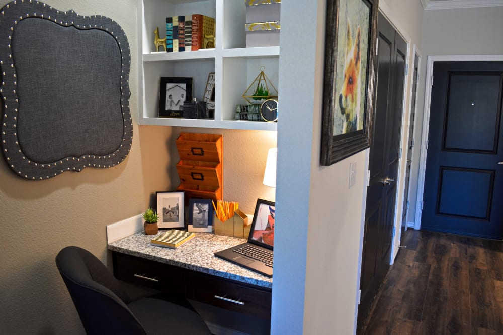 Desk nook at The Abbey at Dominion Crossing in San Antonio, Texas