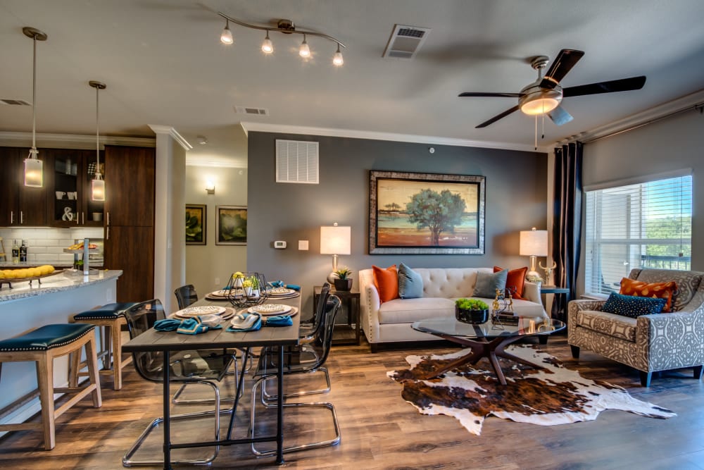 Modern living areas at The Abbey at Dominion Crossing in San Antonio, Texas