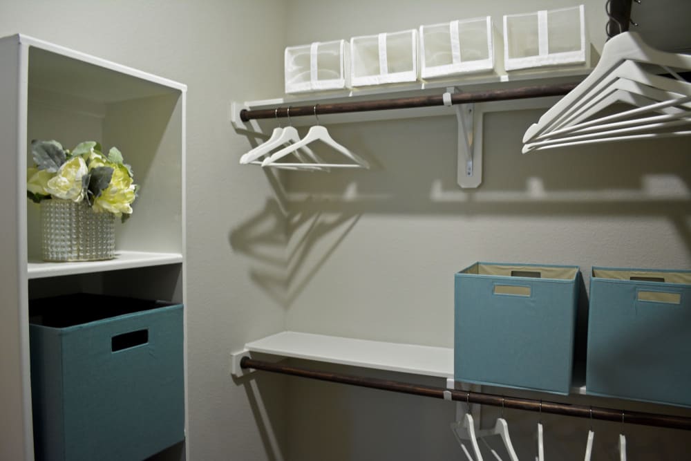 Spacious closet storage at The Abbey at Dominion Crossing in San Antonio, Texas